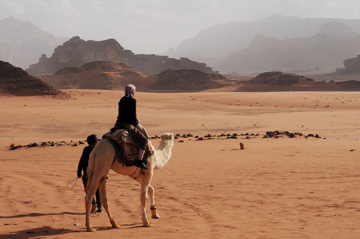 Jordan, camel ride at Wadi Rum