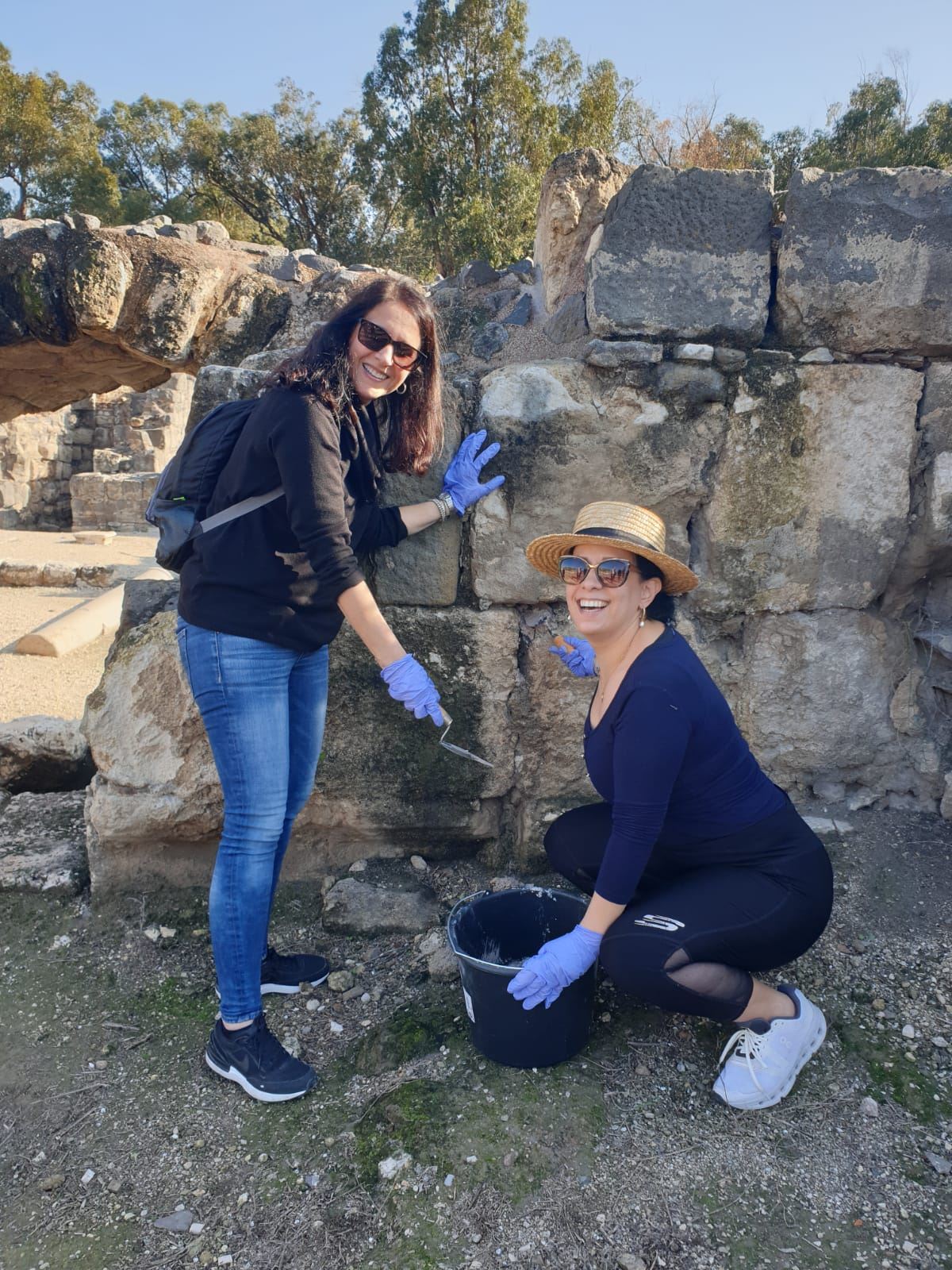 Click to open large image Archeological repair volunteer work at Beit Shean